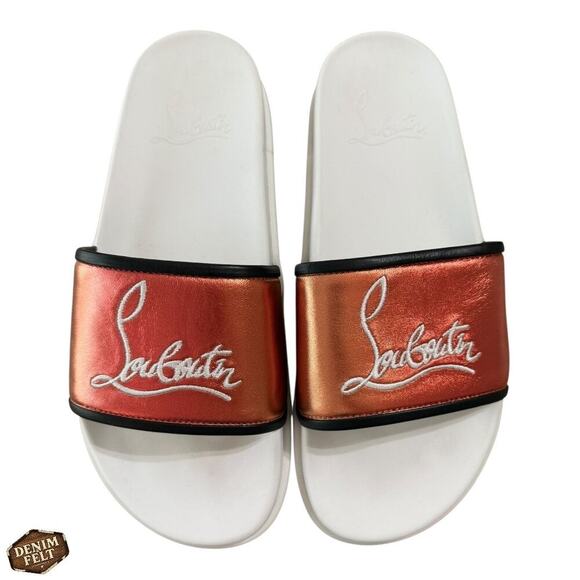 Christian Louboutin Ombre Leather Red Bottom Slide Size 44 | Designer Sandal NEW - Picture 6 of 16